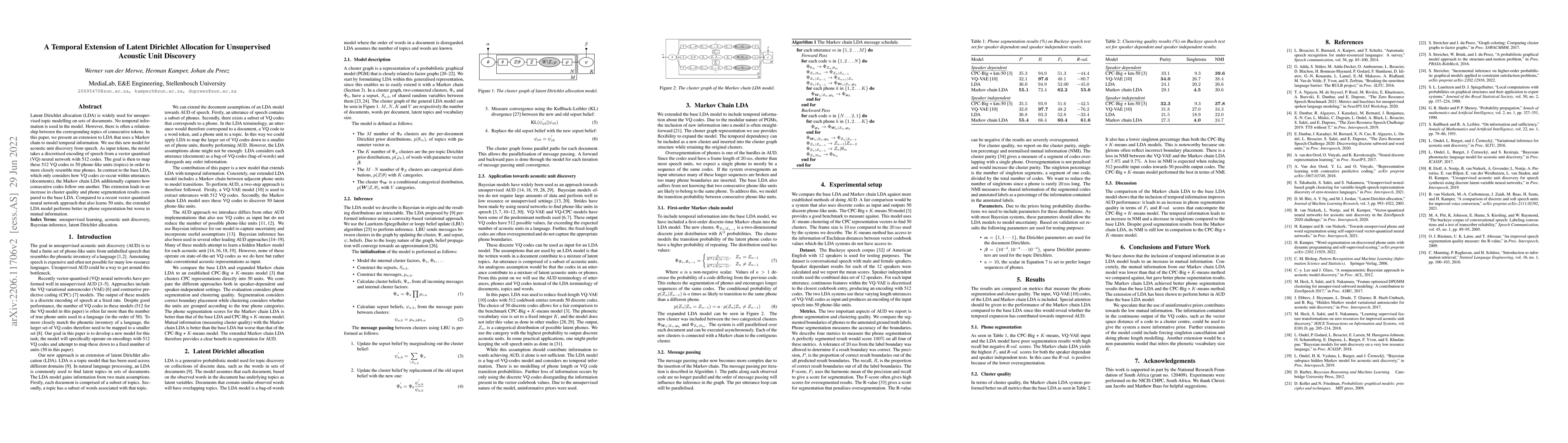 Thumbnail for A Temporal Extension of Latent Dirichlet Allocation for Unsupervised
  Acoustic Unit Discovery