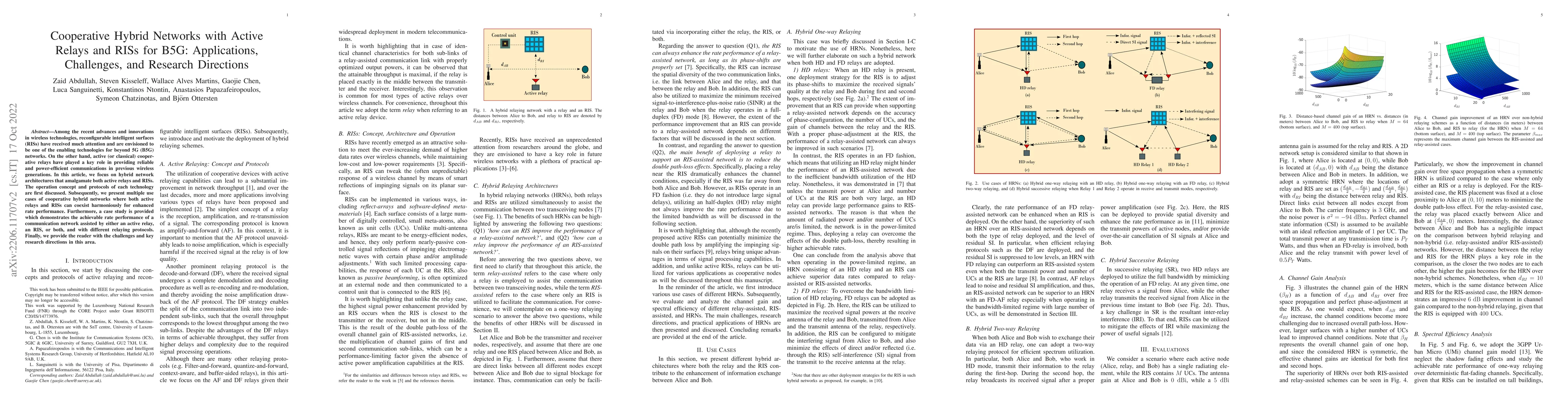 Thumbnail for Cooperative Hybrid Networks with Active Relays and RISs for B5G:
  Applications, Challenges, and Research Directions