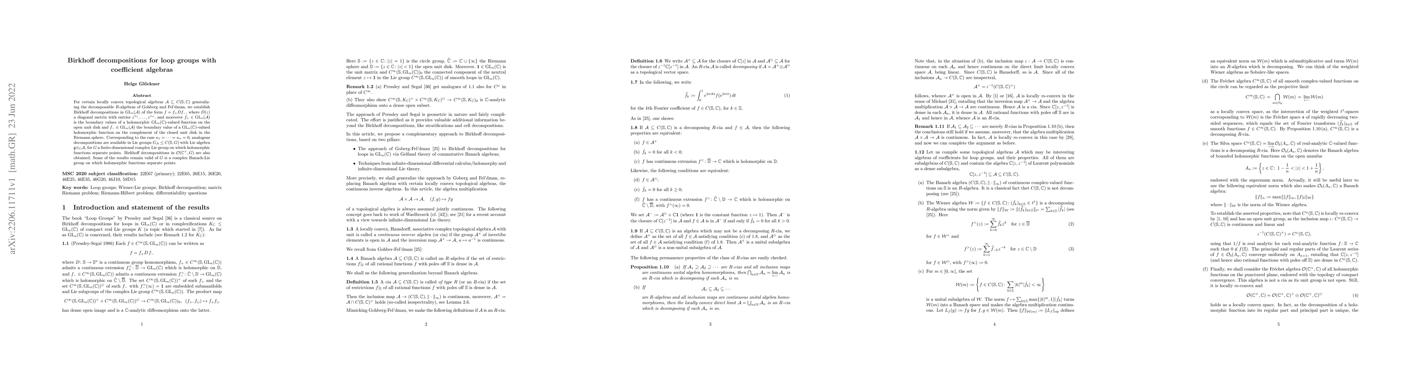 Thumbnail for Birkhoff decompositions for loop groups with coefficient algebras
