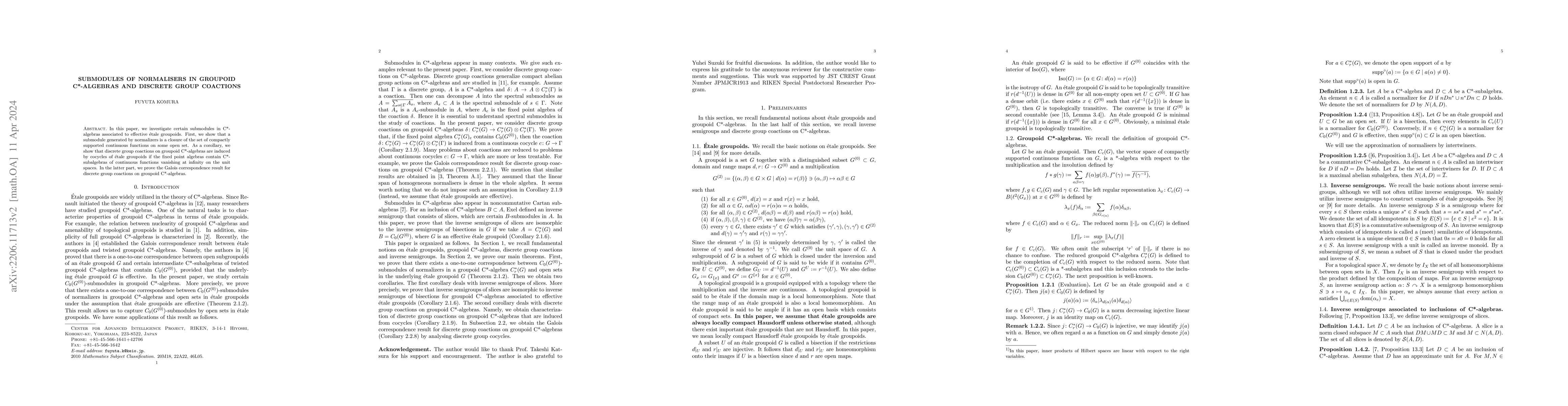 Thumbnail for Submodules of normalisers in groupoid C*-algebras and discrete group
  coactions