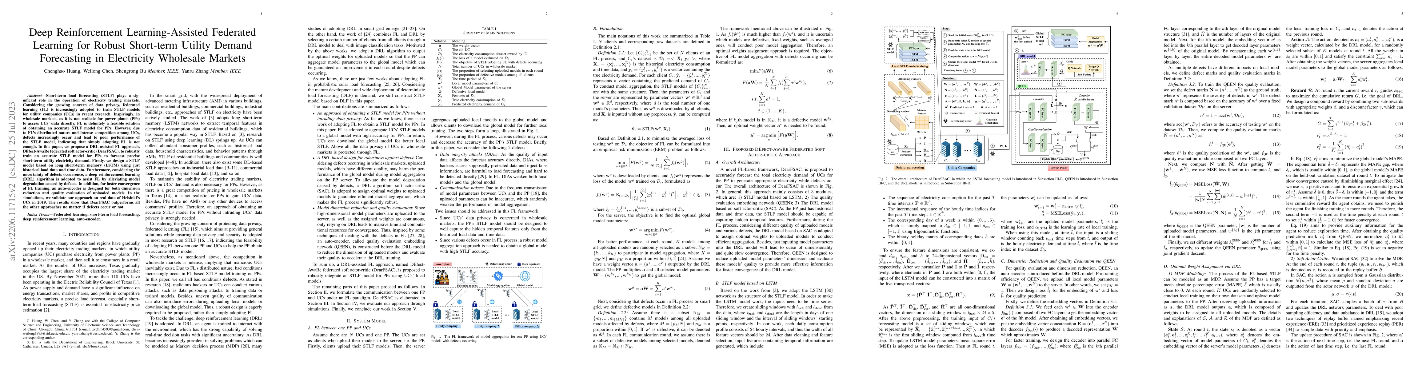 Thumbnail for Deep Reinforcement Learning-Assisted Federated Learning for Robust
  Short-term Utility Demand Forecasting in Electricity Wholesale Markets
