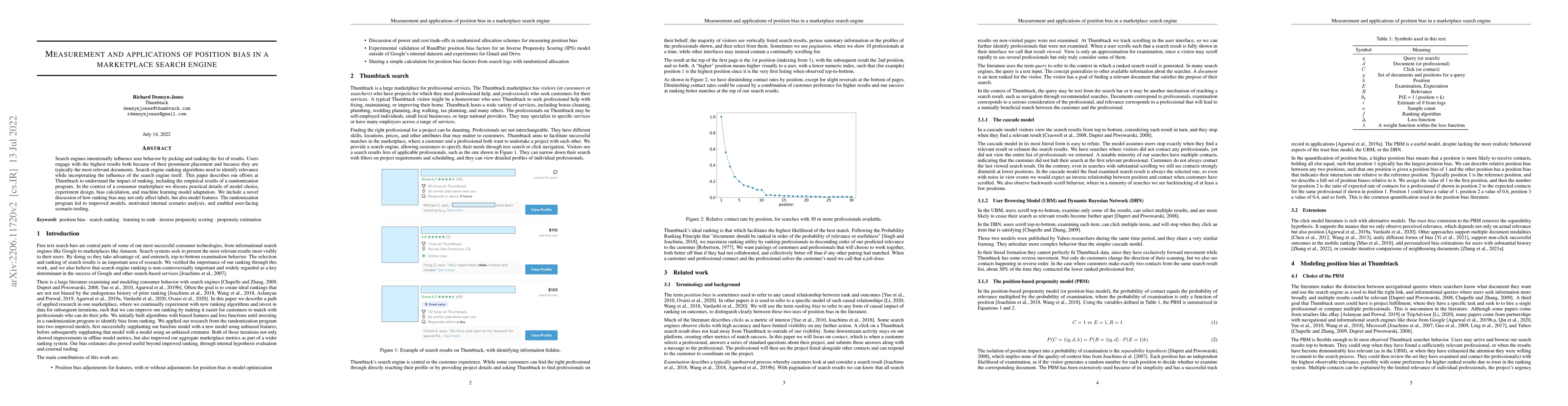 Thumbnail for Measurement and applications of position bias in a marketplace search
  engine