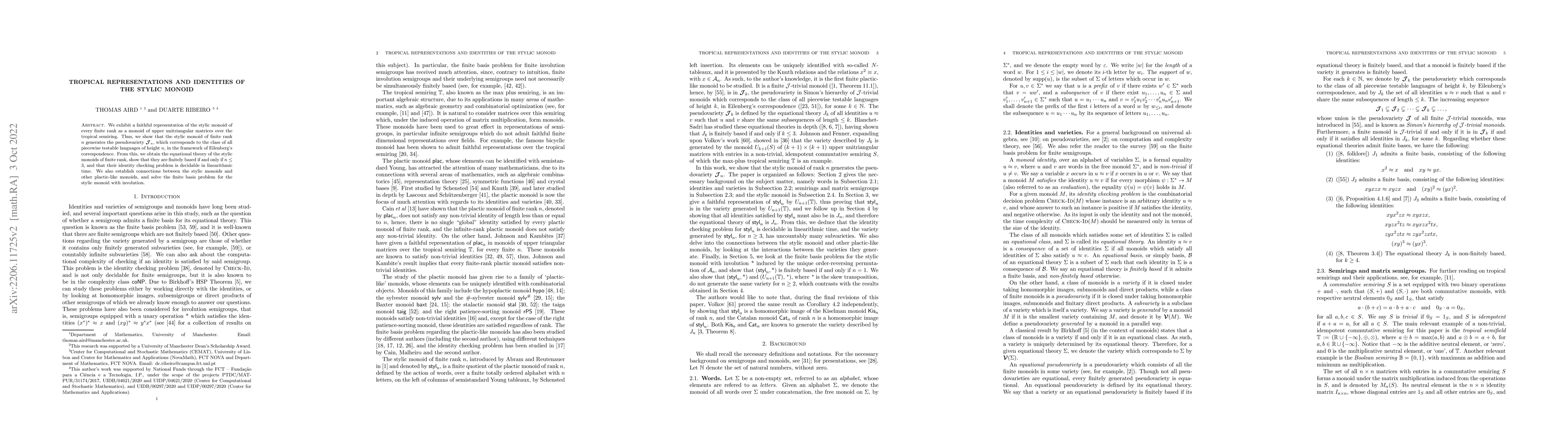 Thumbnail for Tropical Representations and Identities of the Stylic Monoid