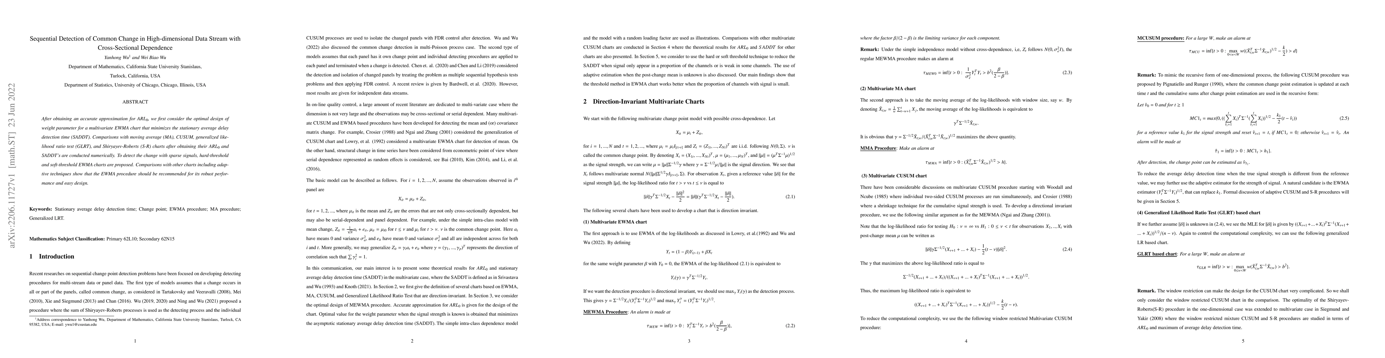 Thumbnail for Sequential Detection of Common Change in High-dimensional Data Stream