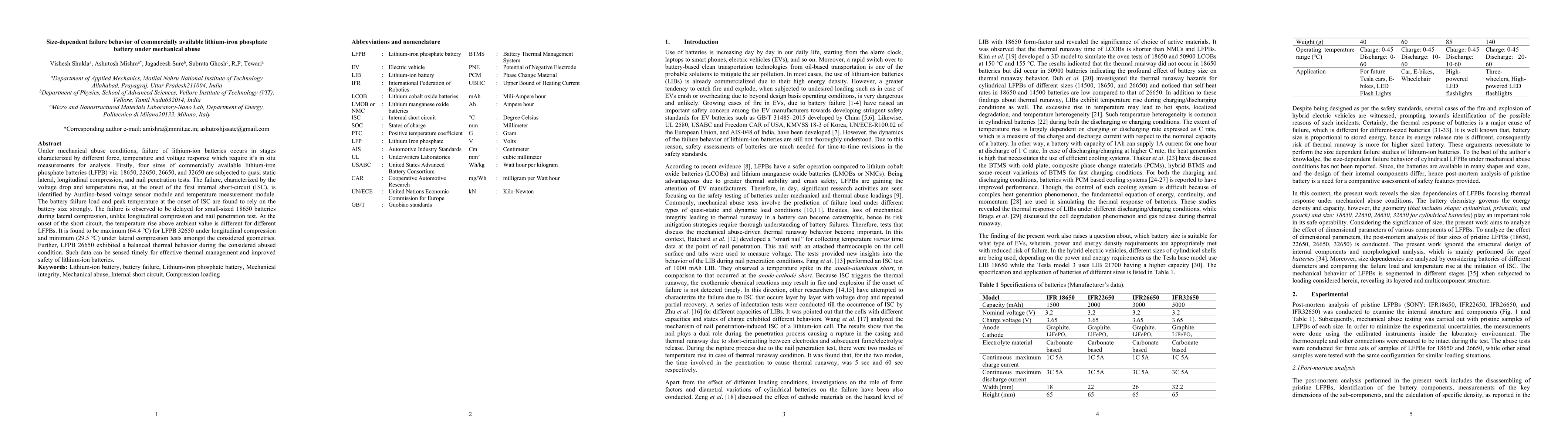 Thumbnail for Size-dependent Failure Behavior of Lithium-Iron Phosphate Battery under
  Mechanical Abuse