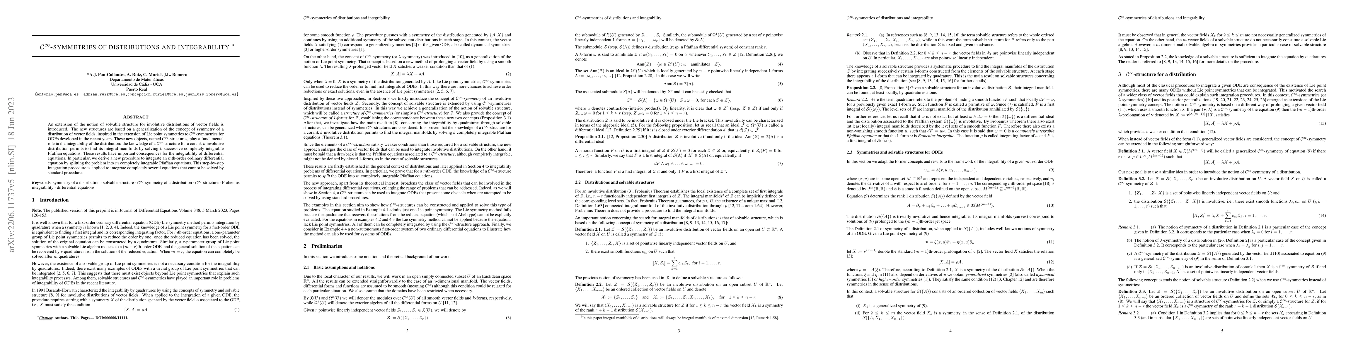 Thumbnail for $\mathcal{C}^{\infty}$-symmetries of distributions and integrability