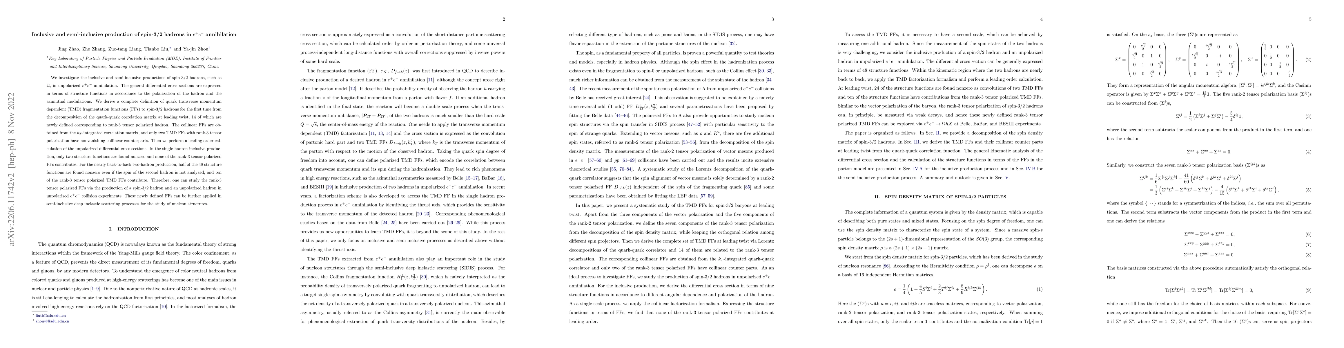 Thumbnail for Inclusive and semi-inclusive production of spin-3/2 hadrons in $e^+e^-$
  annihilation