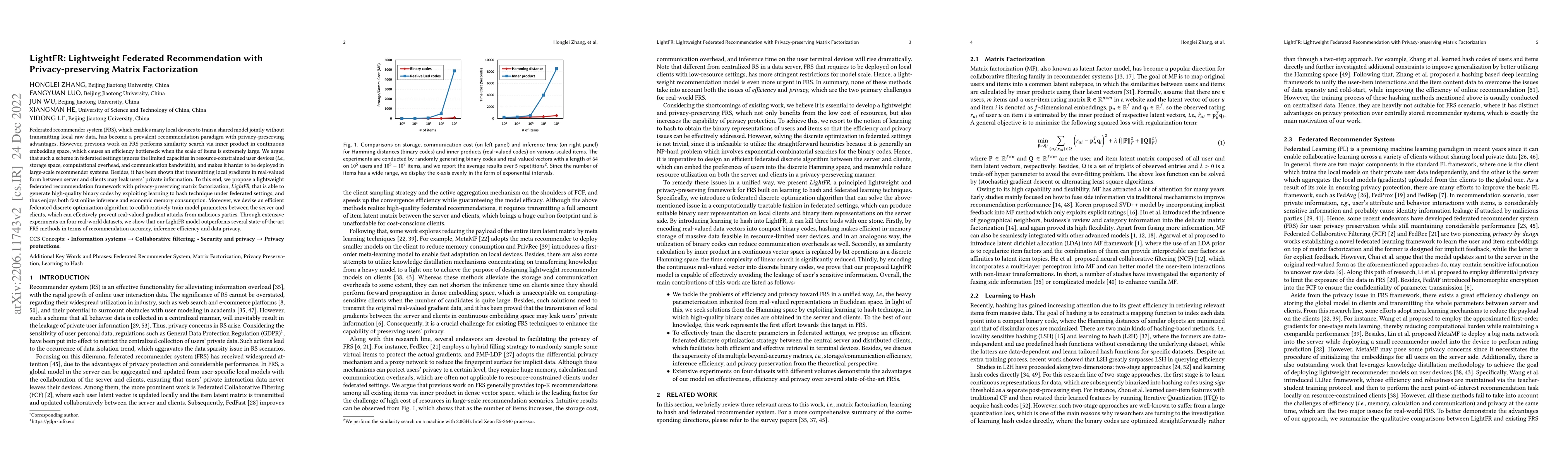 Thumbnail for LightFR: Lightweight Federated Recommendation with Privacy-preserving
  Matrix Factorization