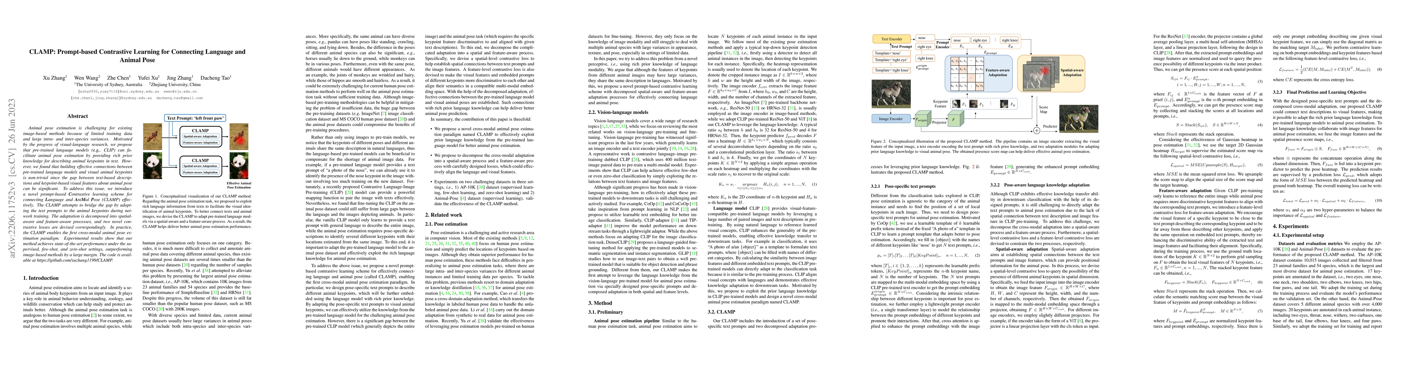 Thumbnail for CLAMP: Prompt-based Contrastive Learning for Connecting Language and
  Animal Pose