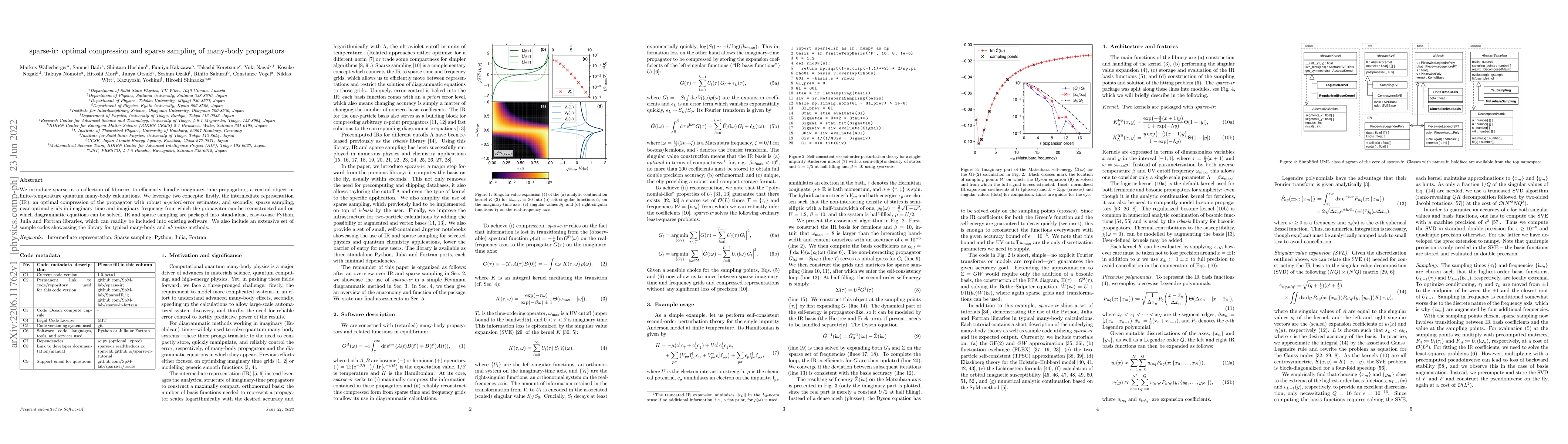 Thumbnail for sparse-ir: optimal compression and sparse sampling of many-body
  propagators