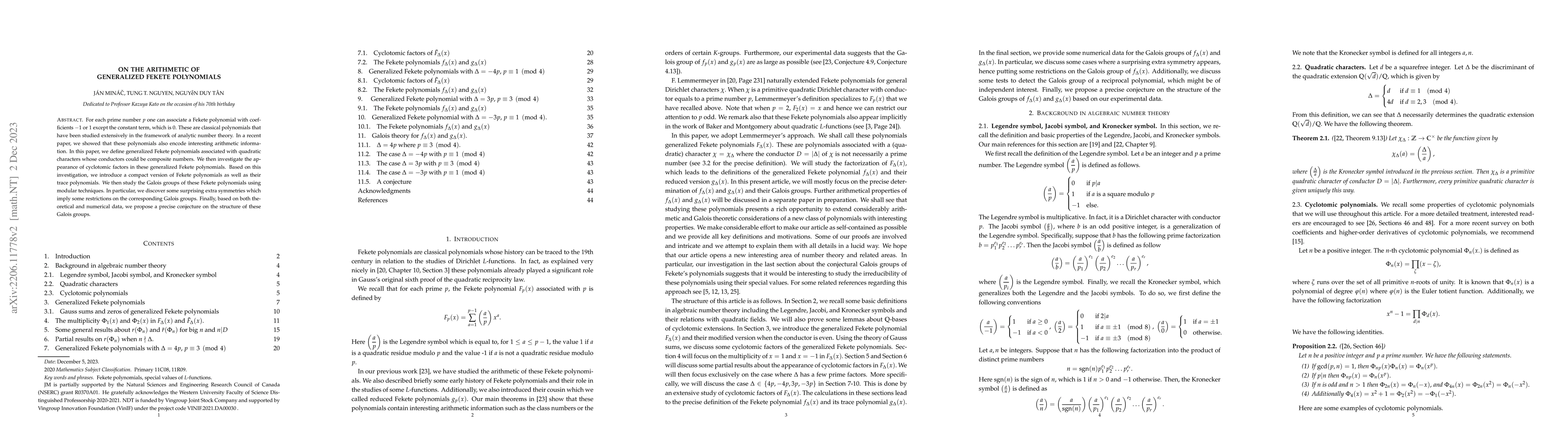 Thumbnail for On the arithmetic of generalized Fekete polynomials