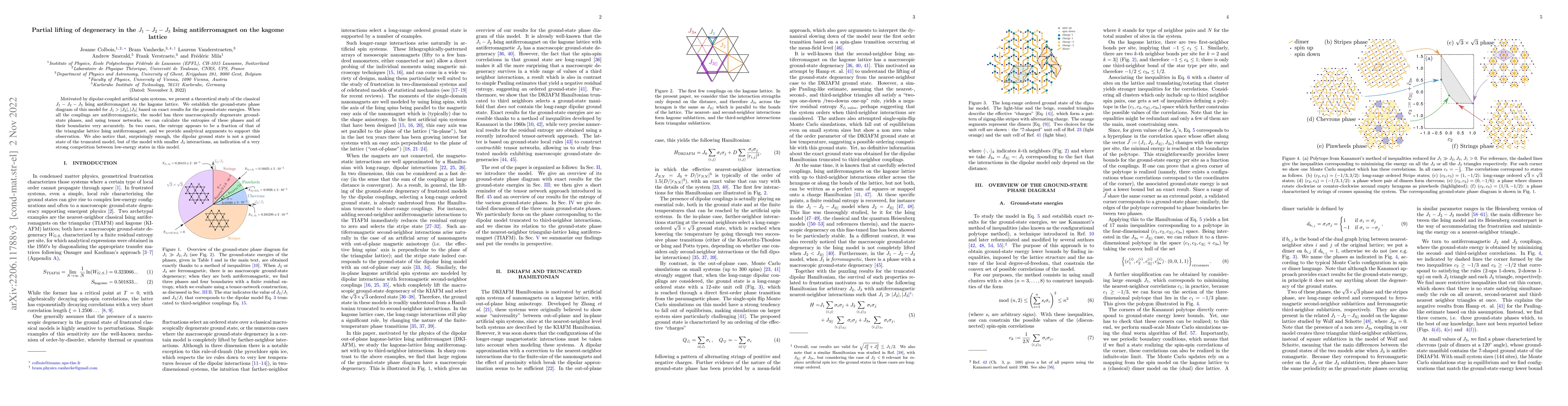 Thumbnail for Partial lifting of degeneracy in the $J_1-J_2-J_3$ Ising antiferromagnet
  on the kagome lattice