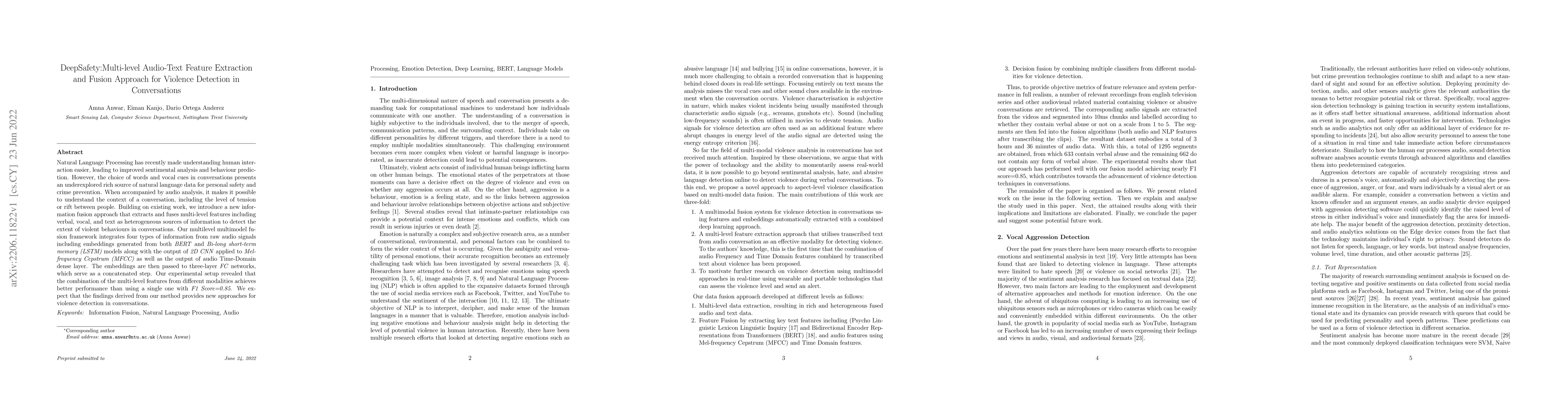 Thumbnail for DeepSafety:Multi-level Audio-Text Feature Extraction and Fusion Approach
  for Violence Detection in Conversations