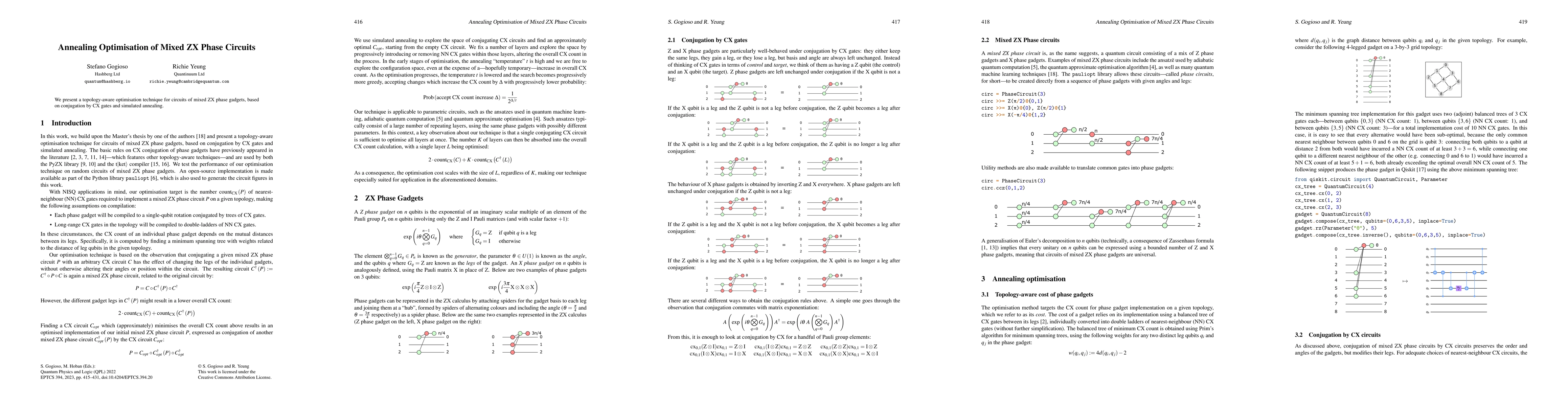 Thumbnail for Annealing Optimisation of Mixed ZX Phase Circuits
