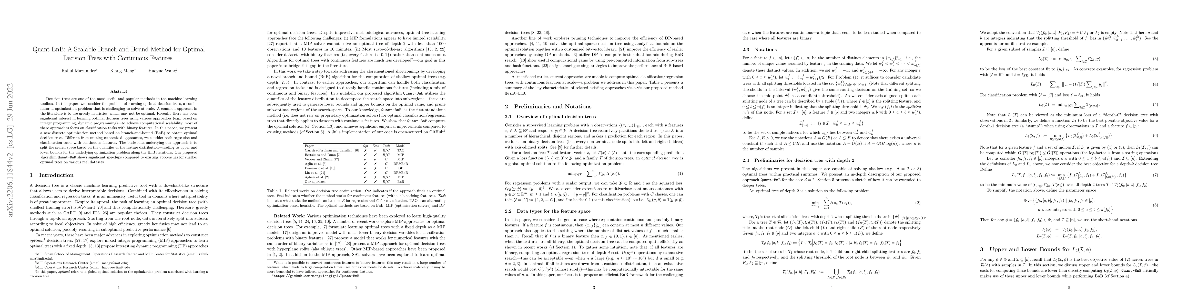 Thumbnail for Quant-BnB: A Scalable Branch-and-Bound Method for Optimal Decision Trees
  with Continuous Features