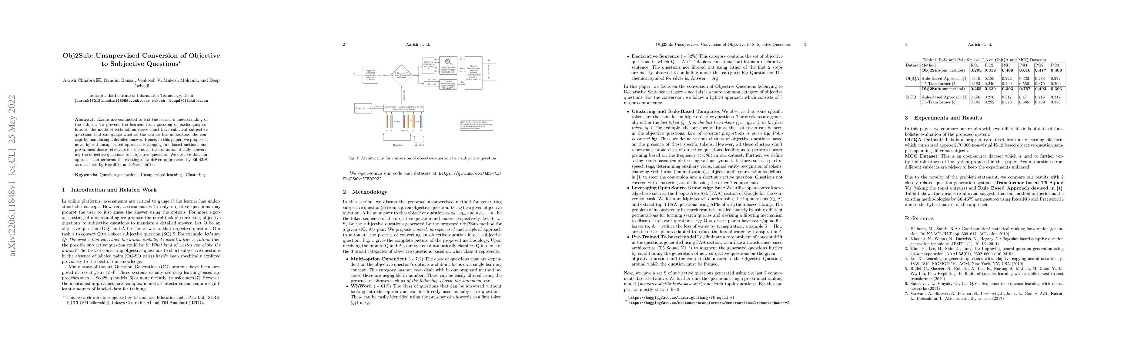 Thumbnail for Obj2Sub: Unsupervised Conversion of Objective to Subjective Questions
