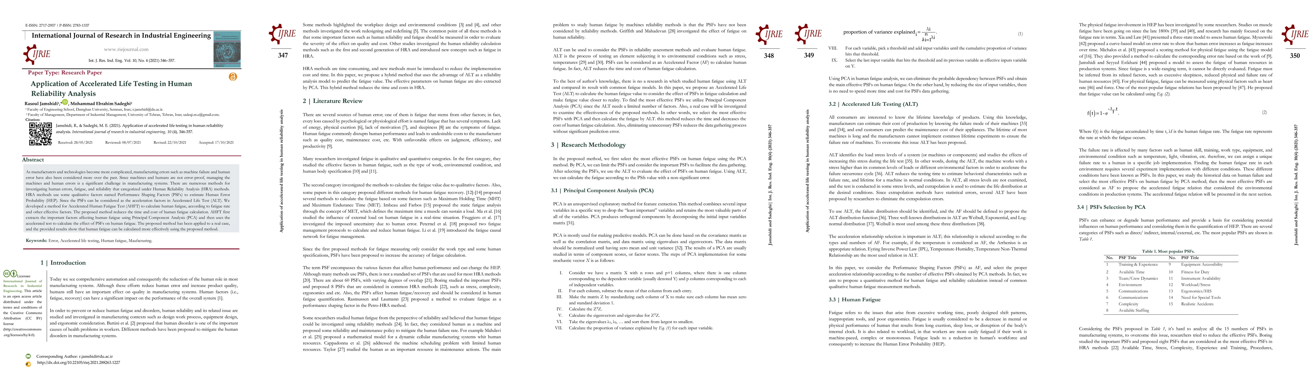 Thumbnail for Application of accelerated life testing in human reliability analysis