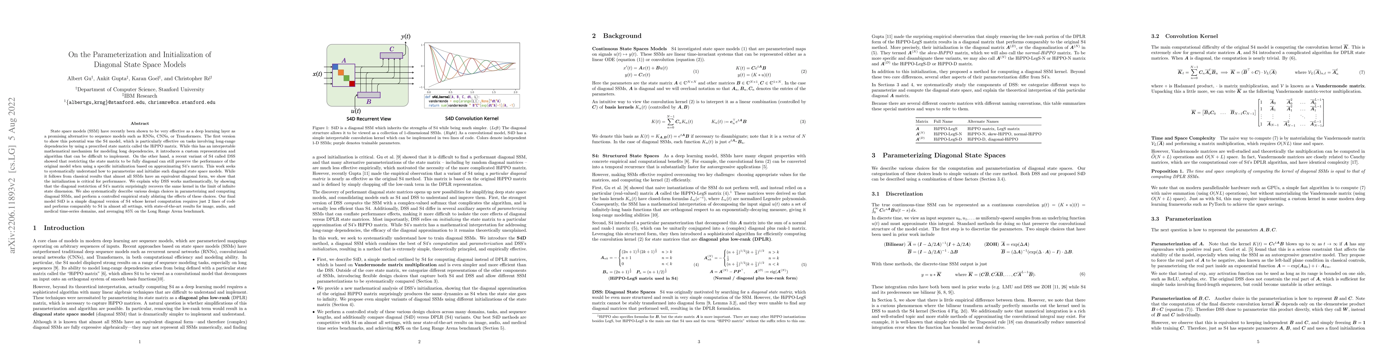 Thumbnail for On the Parameterization and Initialization of Diagonal State Space
  Models
