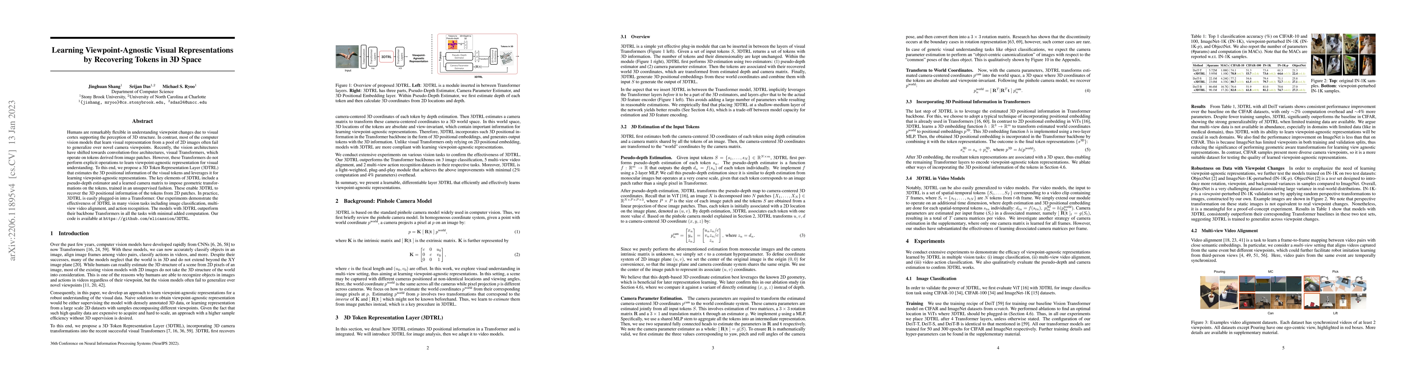 Thumbnail for Learning Viewpoint-Agnostic Visual Representations by Recovering Tokens
  in 3D Space
