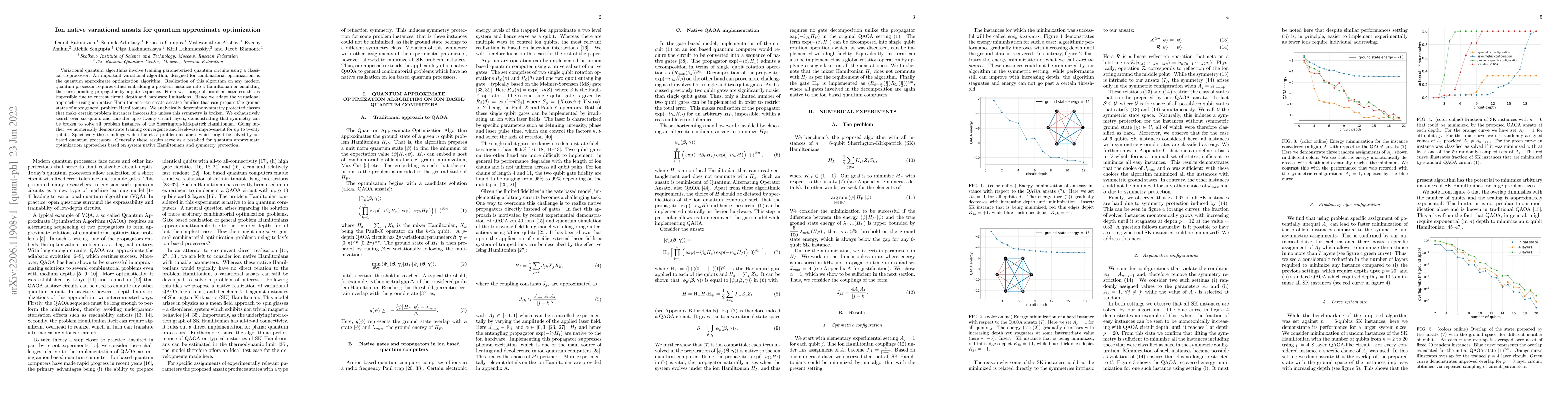 Thumbnail for Ion native variational ansatz for quantum approximate optimization