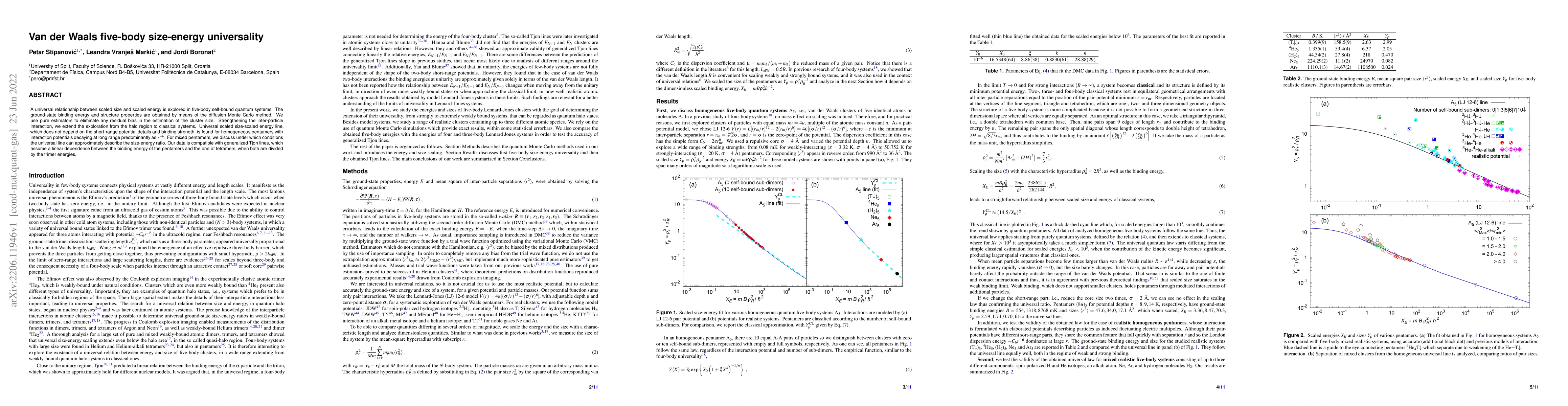 Thumbnail for Van der Waals five-body size-energy universality