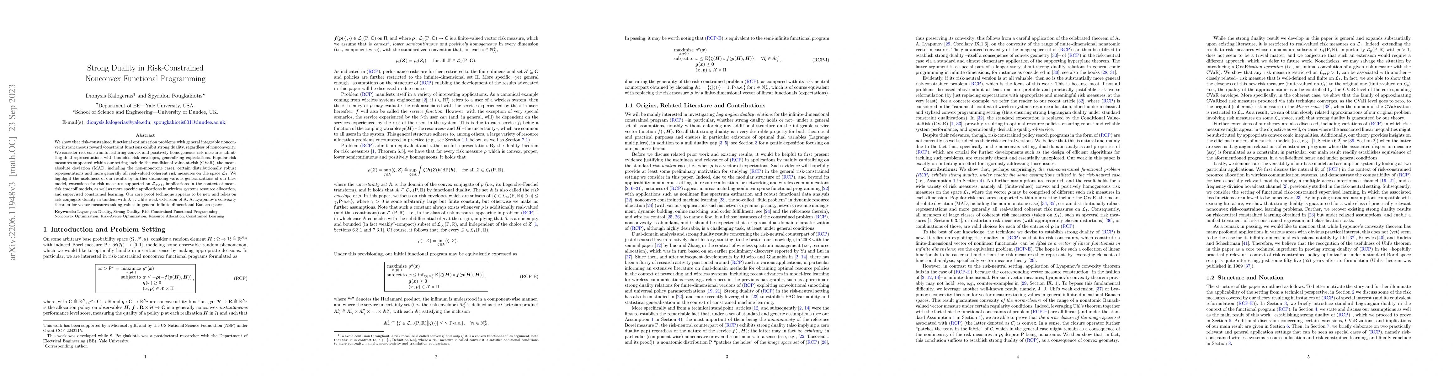 Thumbnail for Strong Duality in Risk-Constrained Nonconvex Functional Programming