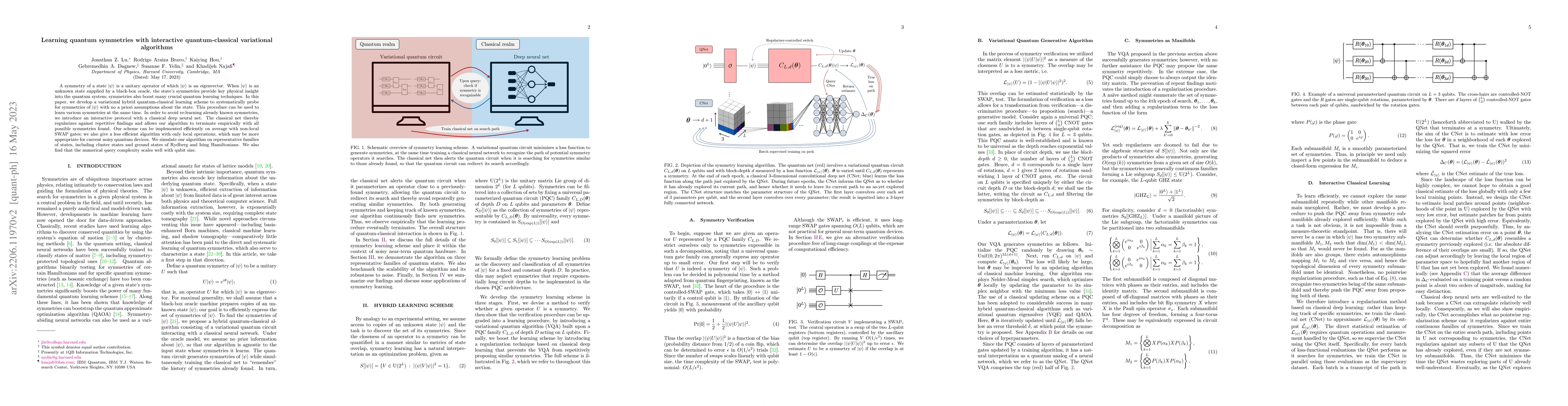 Thumbnail for Learning quantum symmetries with interactive quantum-classical
  variational algorithms