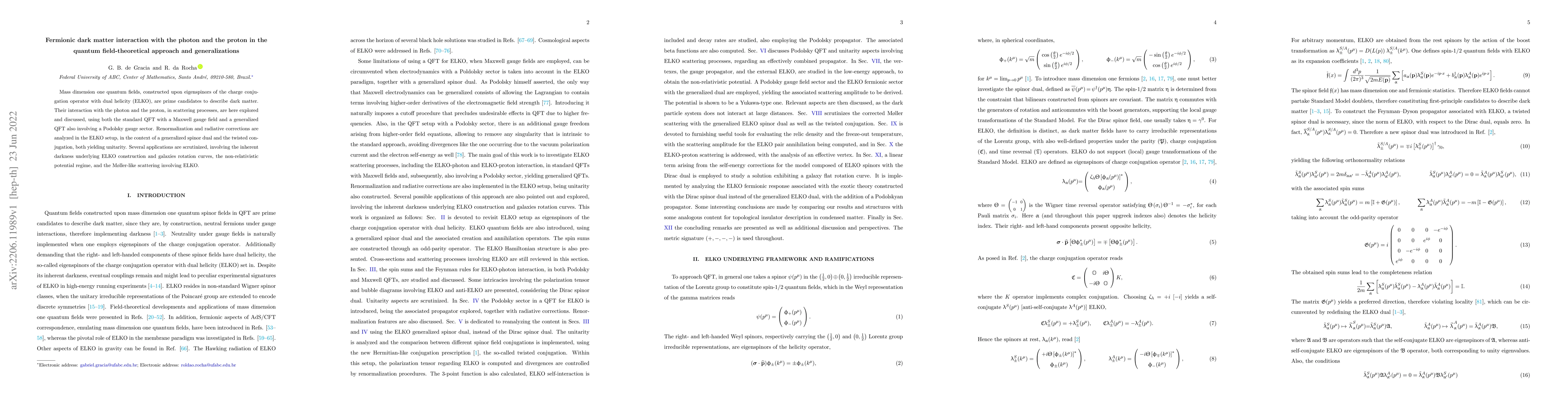 Thumbnail for Fermionic dark matter interaction with the photon and the proton in the
  quantum field-theoretical approach and generalizations