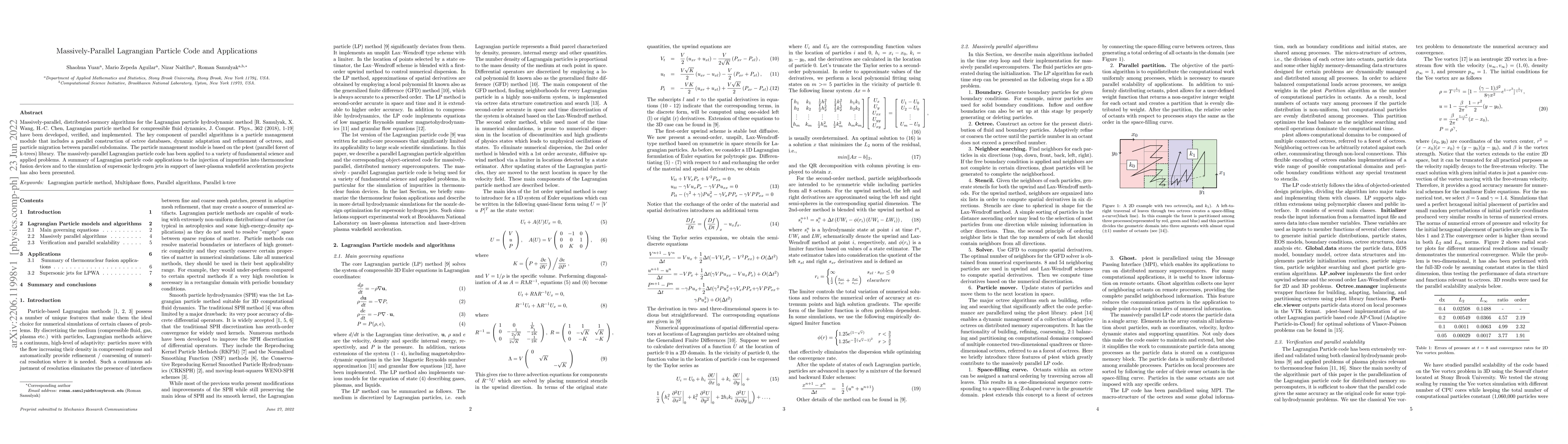 Thumbnail for Massively-Parallel Lagrangian Particle Code and Applications