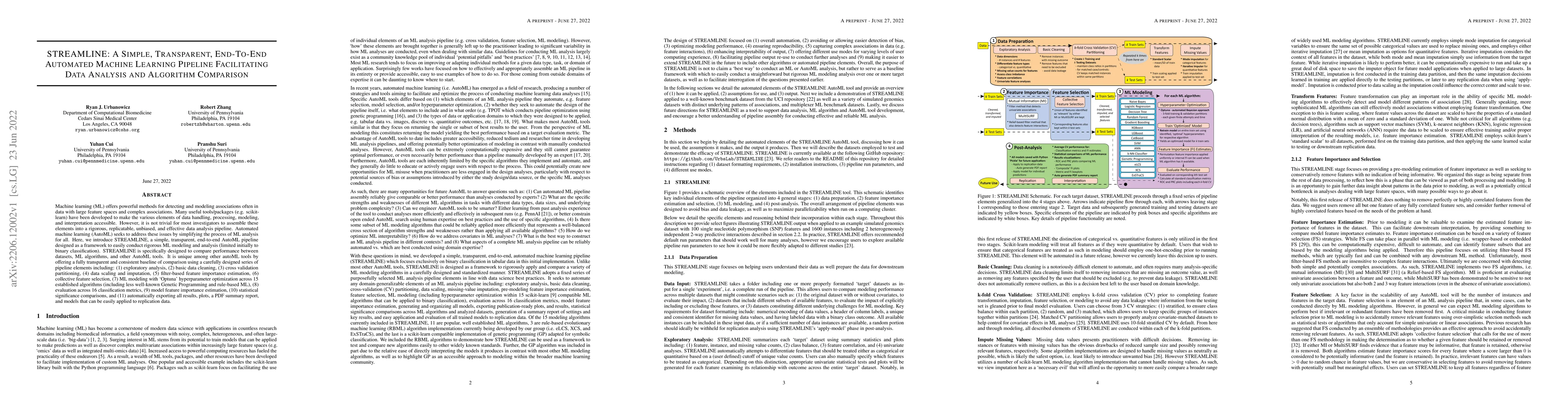 Thumbnail for STREAMLINE: A Simple, Transparent, End-To-End Automated Machine Learning
  Pipeline Facilitating Data Analysis and Algorithm Comparison