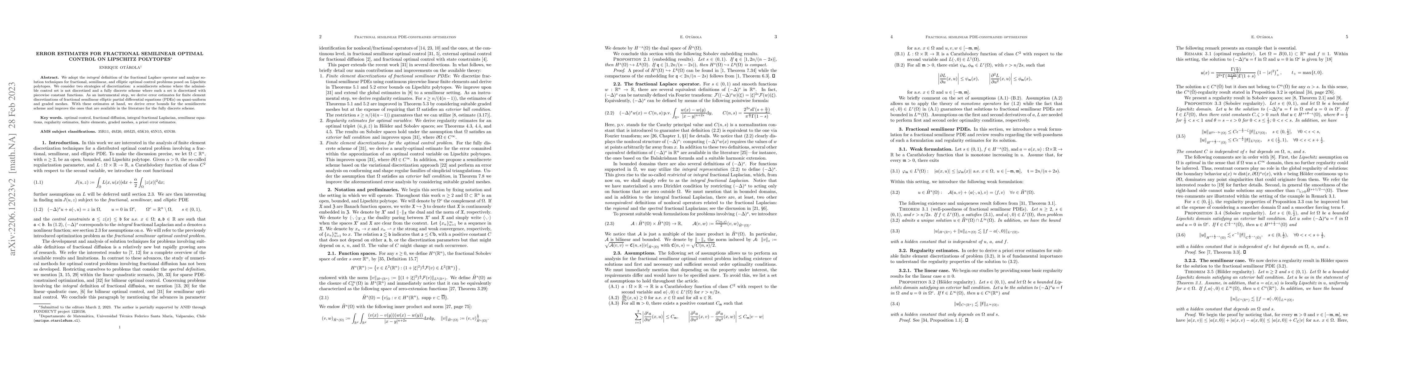 Thumbnail for Error estimates for fractional semilinear optimal control on Lipschitz
  polytopes