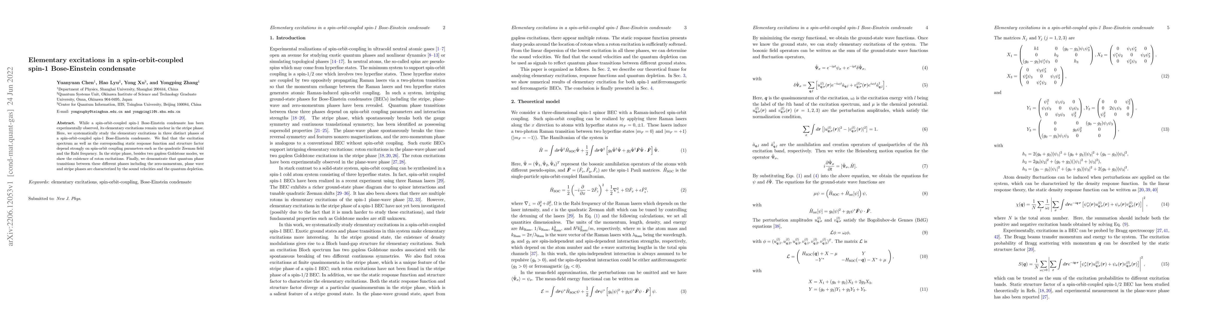 Thumbnail for Elementary excitations in a spin-orbit-coupled spin-1 Bose-Einstein
  condensate