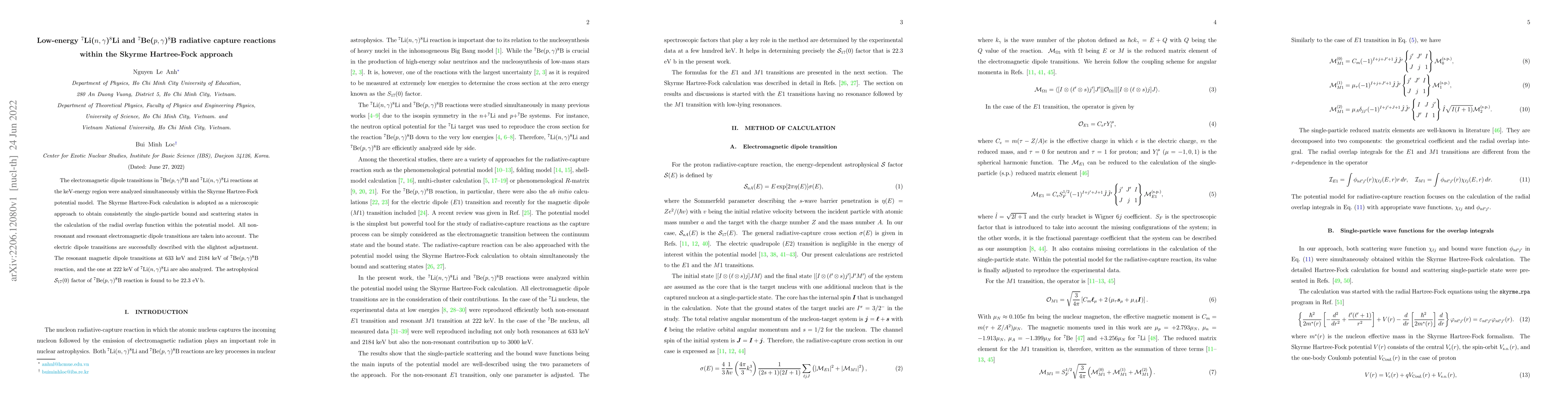 Thumbnail for Low-energy $^7$Li($n,\gamma$)$^8$Li and $^7$Be($p,\gamma$)$^8$B
  radiative capture reactions within the Skyrme Hartree-Fock approach