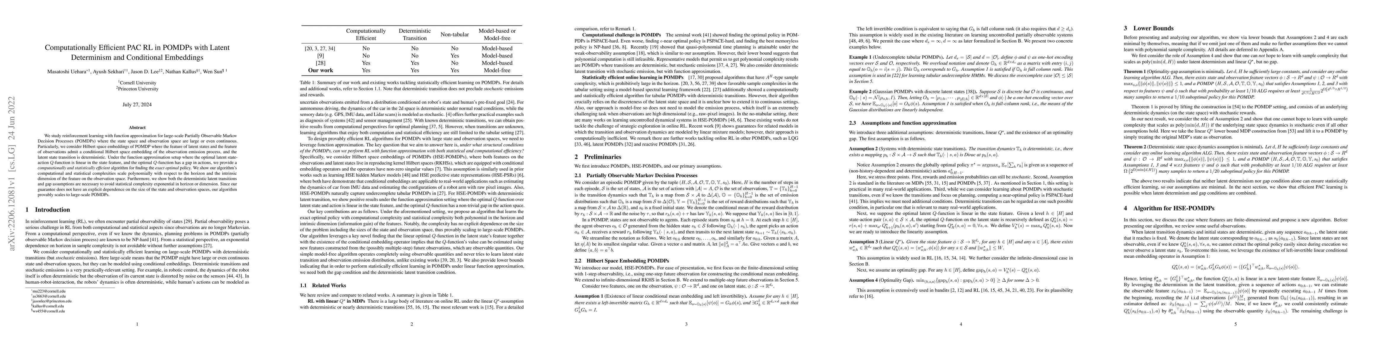 Thumbnail for Computationally Efficient PAC RL in POMDPs with Latent Determinism and
  Conditional Embeddings