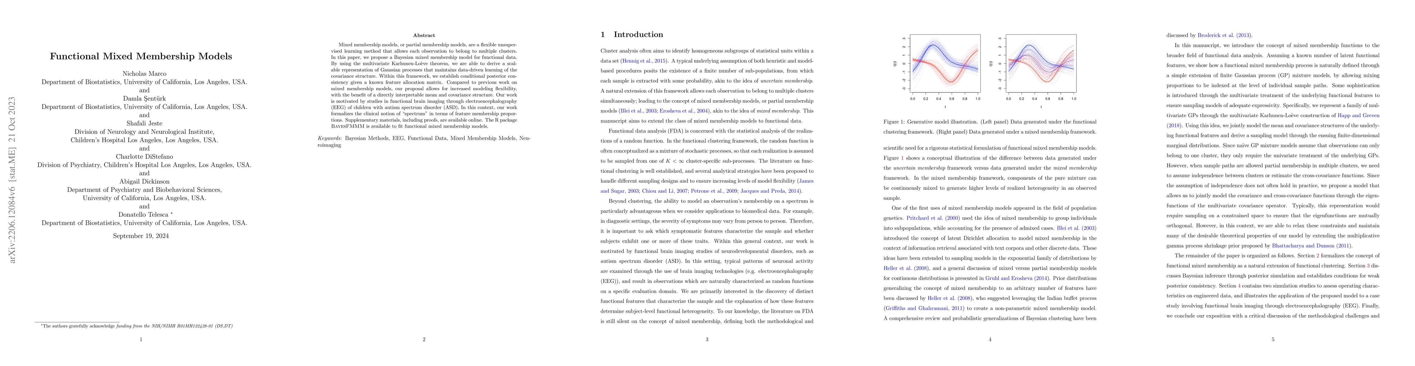 Thumbnail for Functional Mixed Membership Models