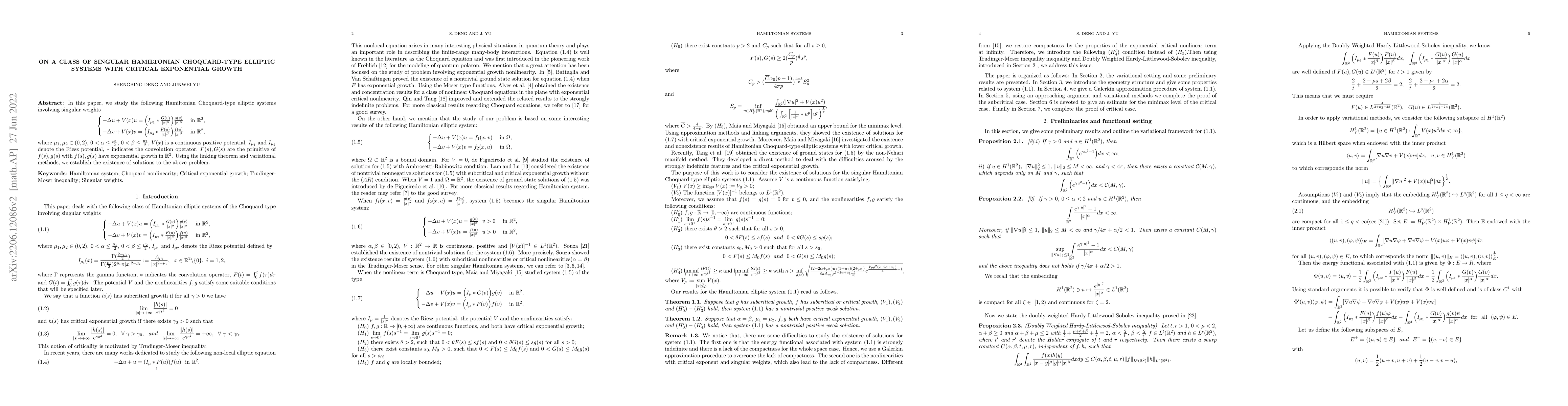 Thumbnail for On a class of singular Hamiltonian Choquard-type elliptic systems with
  critical exponential growth