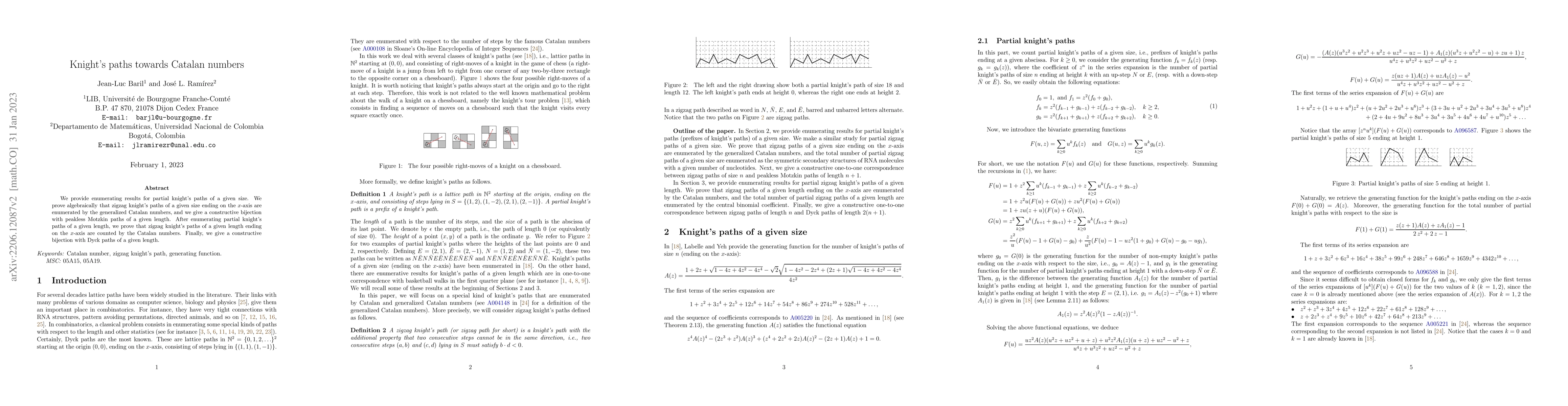Thumbnail for Knight's paths towards Catalan numbers