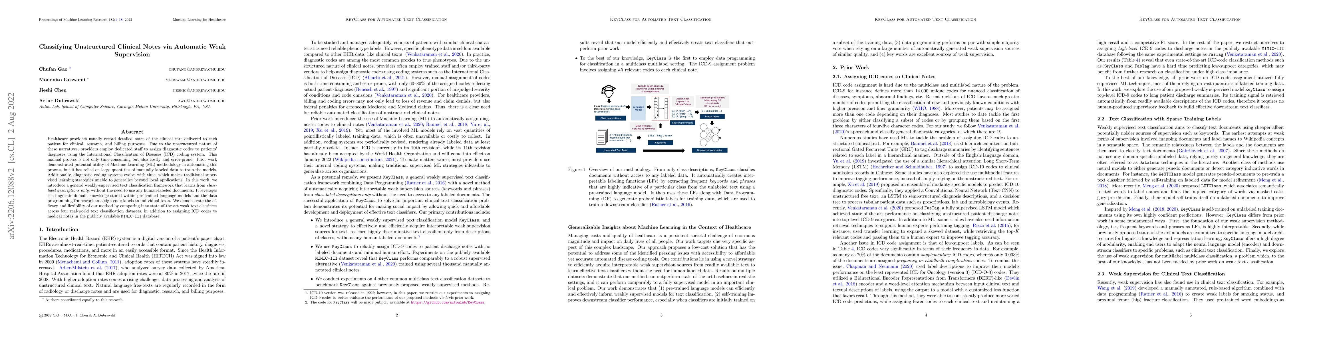 Thumbnail for Classifying Unstructured Clinical Notes via Automatic Weak Supervision