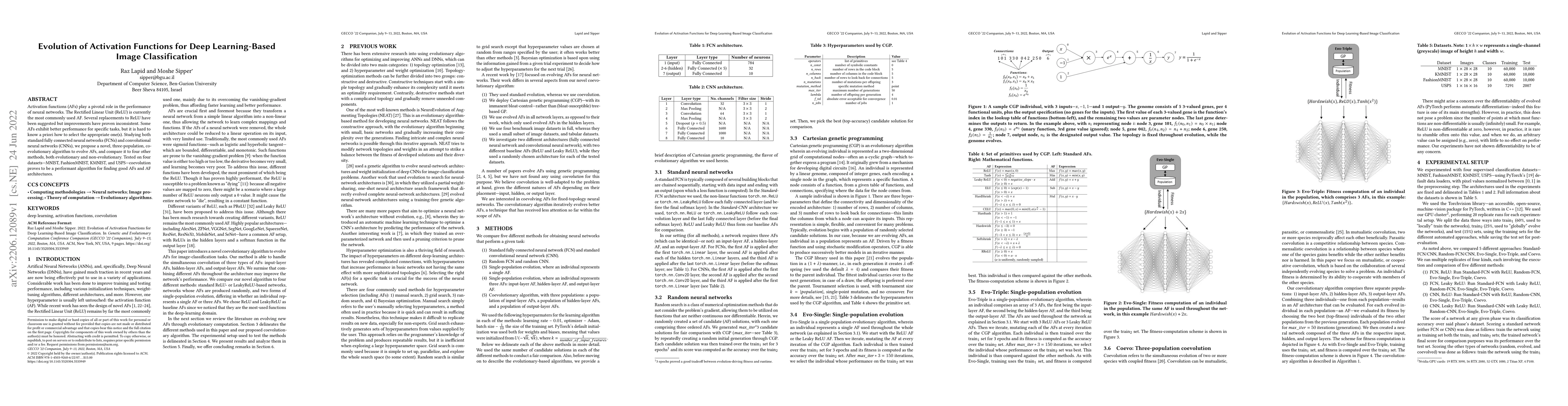 Thumbnail for Evolution of Activation Functions for Deep Learning-Based Image
  Classification