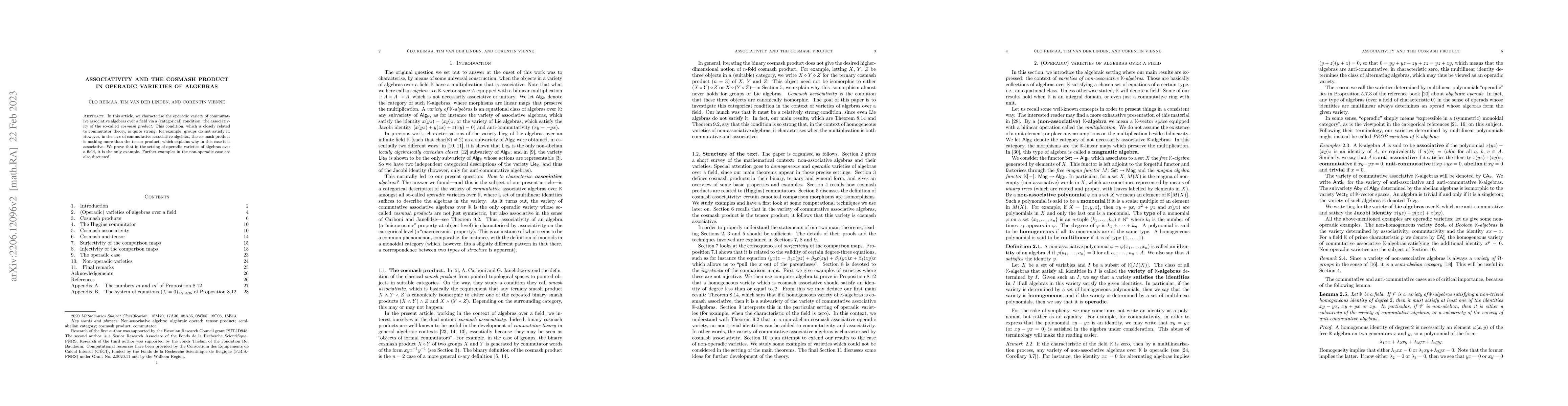 Thumbnail for Associativity and the cosmash product in operadic varieties of algebras