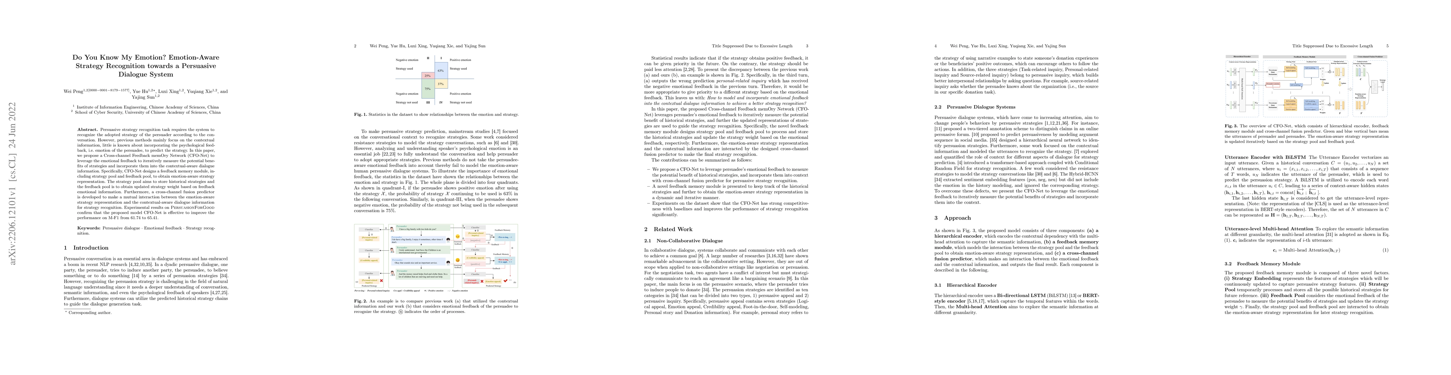 Thumbnail for Do You Know My Emotion? Emotion-Aware Strategy Recognition towards a
  Persuasive Dialogue System