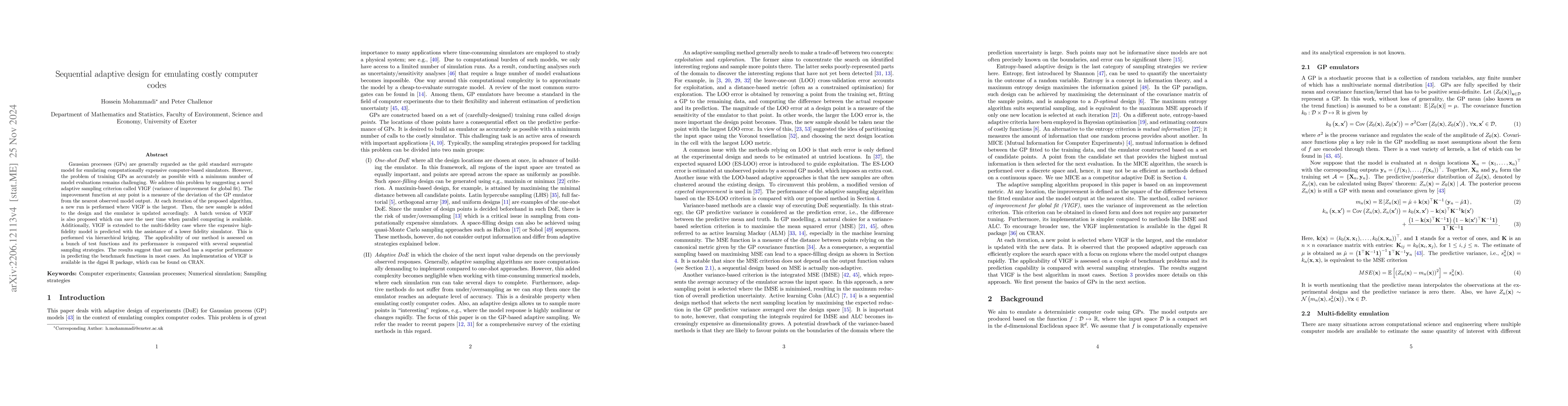 Thumbnail for Sequential adaptive design for emulating costly computer codes
