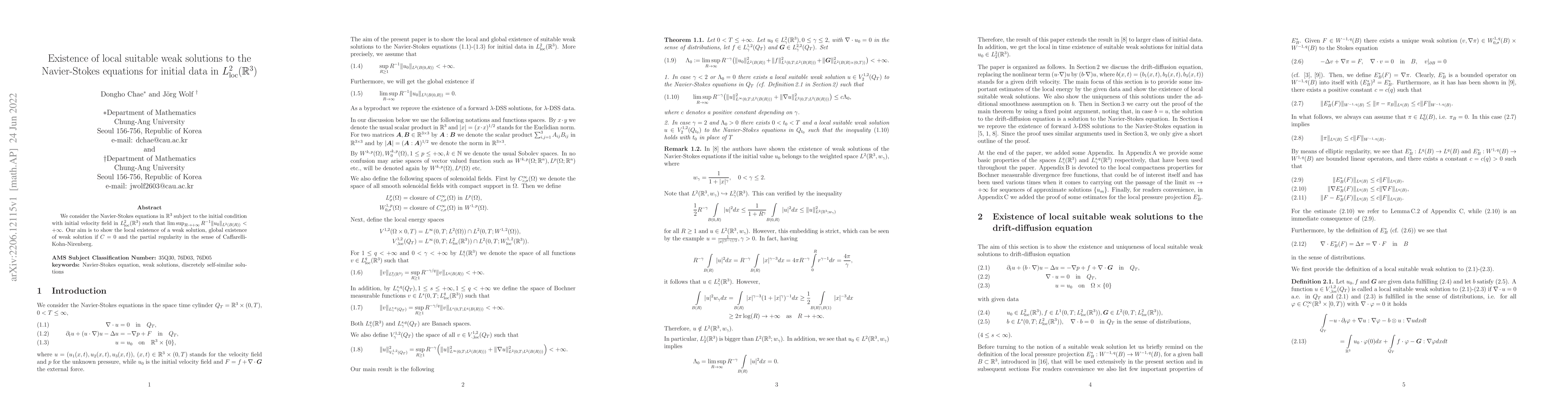 Thumbnail for Existence of local suitable weak solutions to the Navier-Stokes
  equations for initial data in $L^{2}_{\rm loc} (\mathbb{R}^3)$