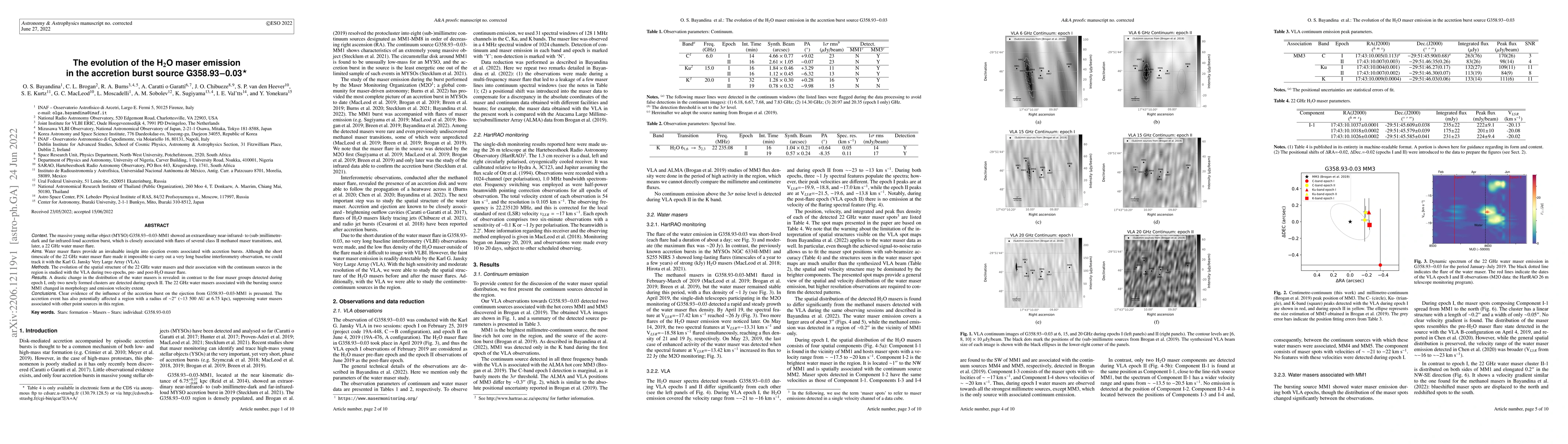 Thumbnail for The evolution of the H2O maser emission in the accretion burst source
  G358.93-0.03