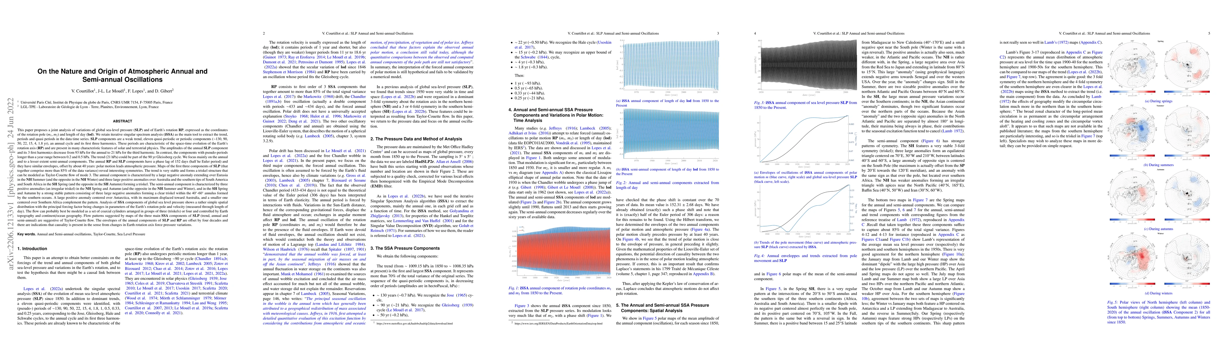 Thumbnail for On the Nature and Origin of Atmospheric Annual and Semi-annual
  Oscillations