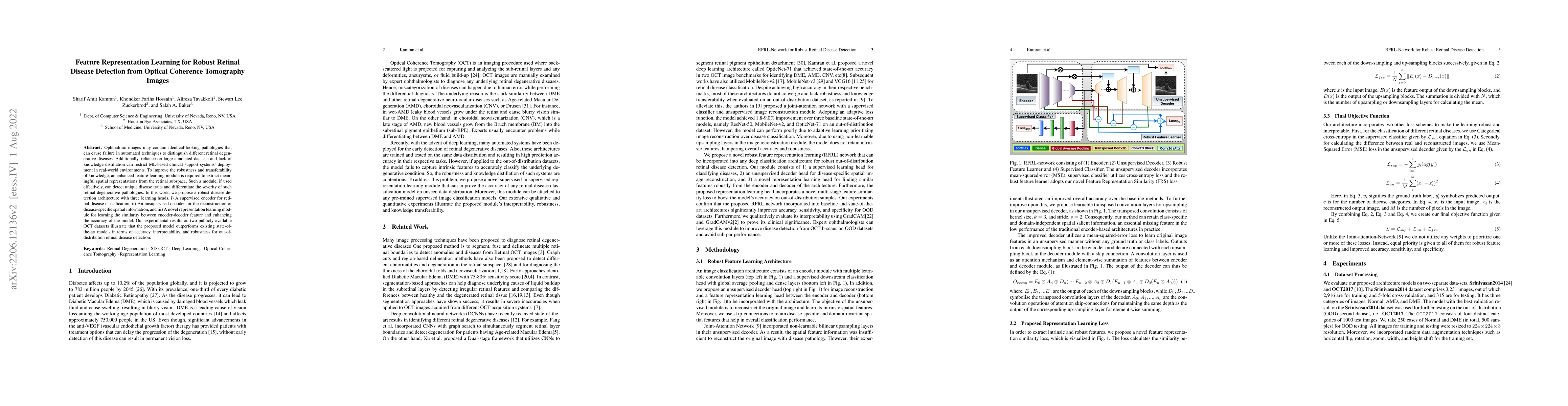 Thumbnail for Feature Representation Learning for Robust Retinal Disease Detection
  from Optical Coherence Tomography Images