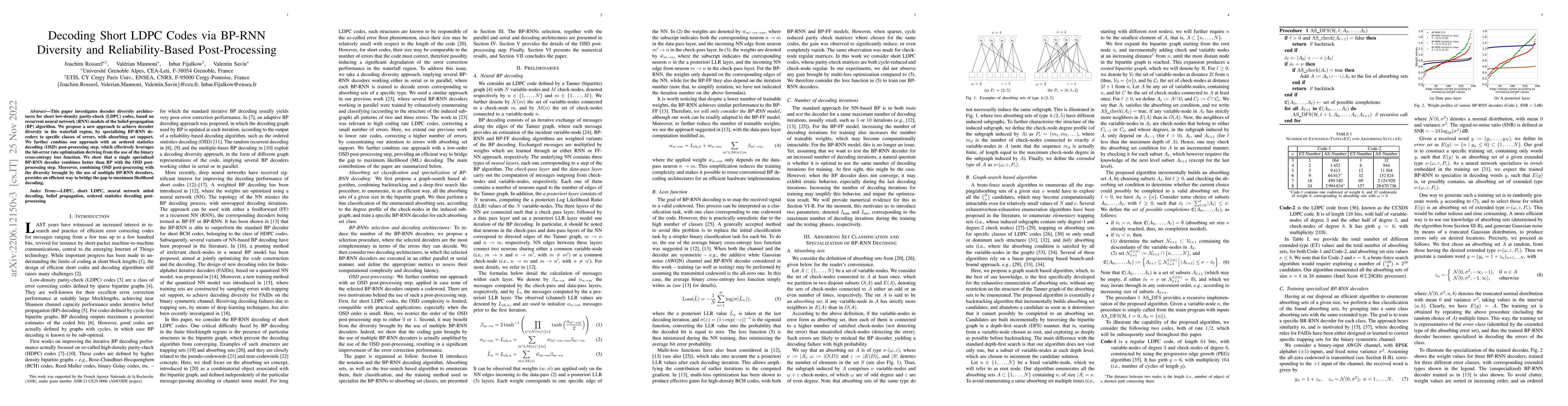 Thumbnail for Decoding Short LDPC Codes via BP-RNN Diversity and Reliability-Based
  Post-Processing