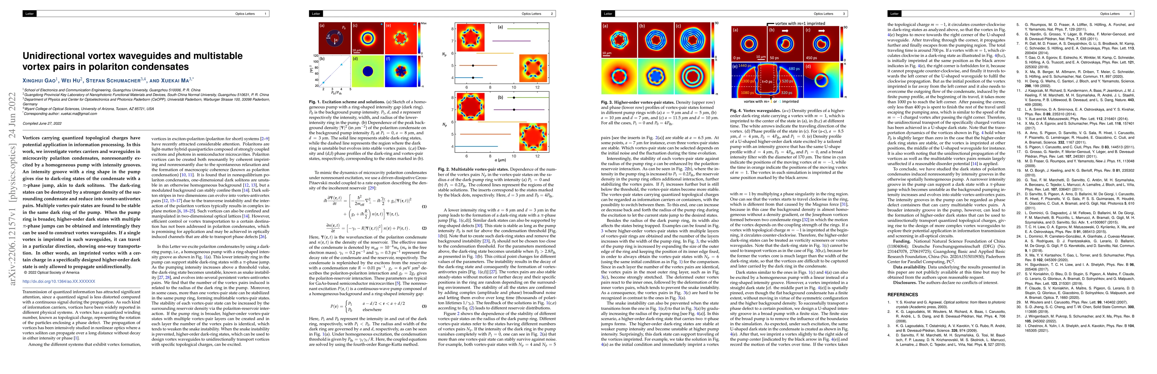 Thumbnail for Unidirectional vortex waveguides and multistable vortex pairs in
  polariton condensates