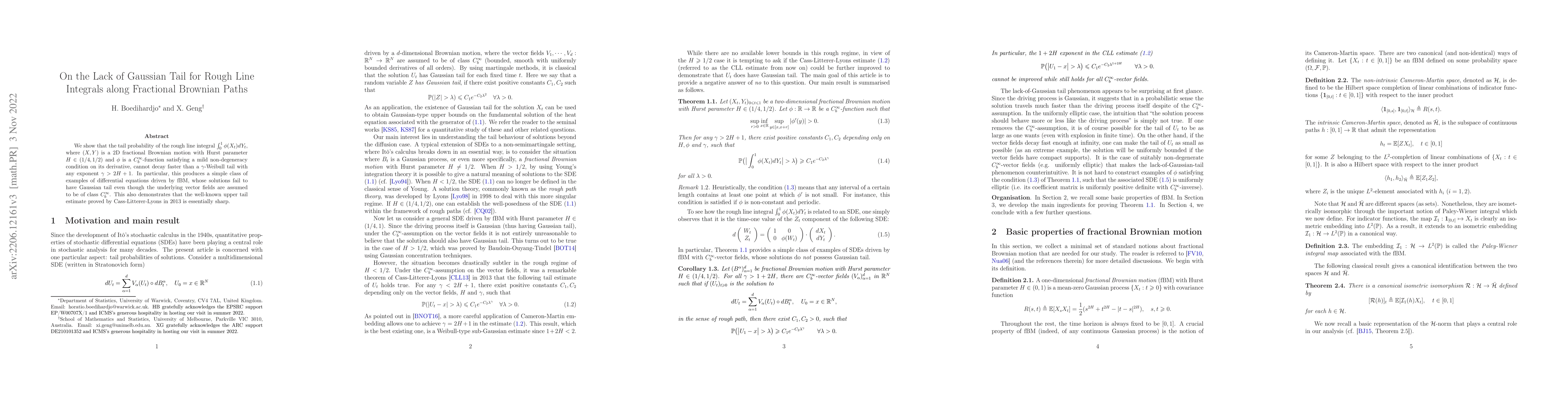 Thumbnail for On the Lack of Gaussian Tail for Rough Line Integrals along Fractional
  Brownian Paths