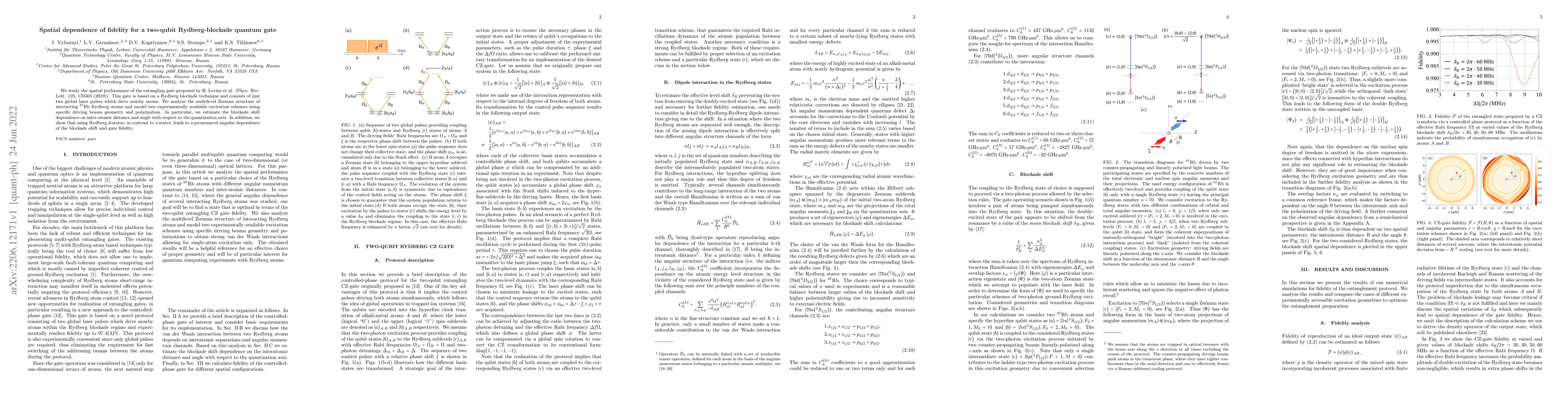 Thumbnail for Spatial dependence of fidelity for a two-qubit Rydberg-blockade quantum
  gate
